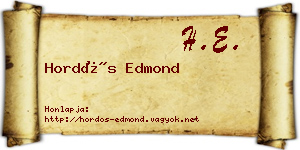 Hordós Edmond névjegykártya